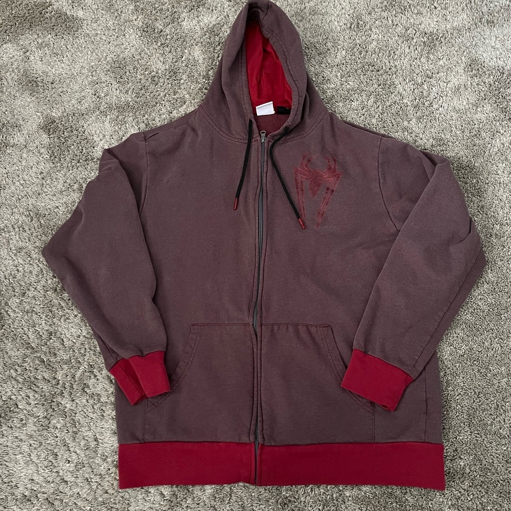 Marvel Spider-Man 62 Mens Red Zip Up Hoodie Sz large